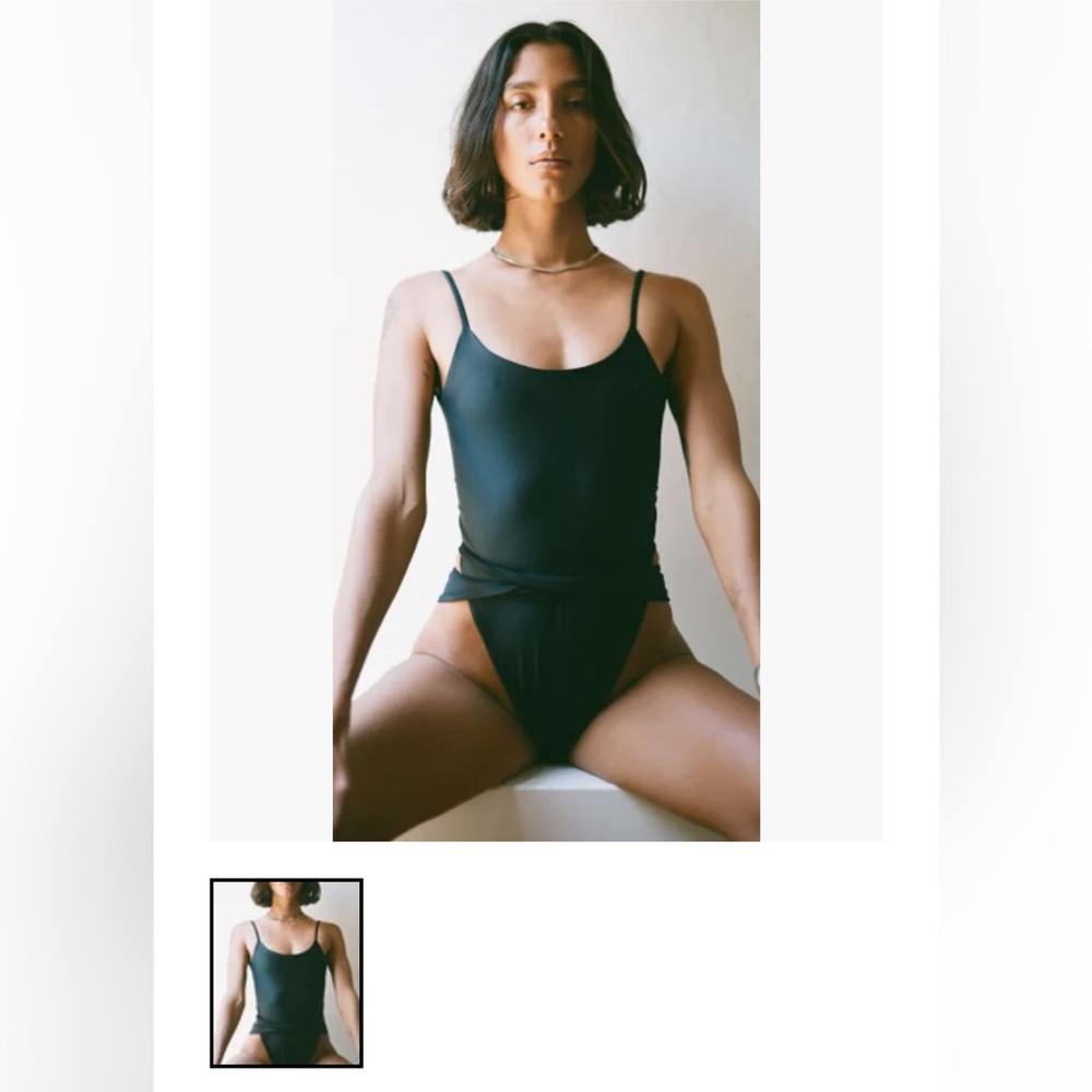 NWT $168 Free People x Mare Perpetua Black Essential open back black swimsuit XS